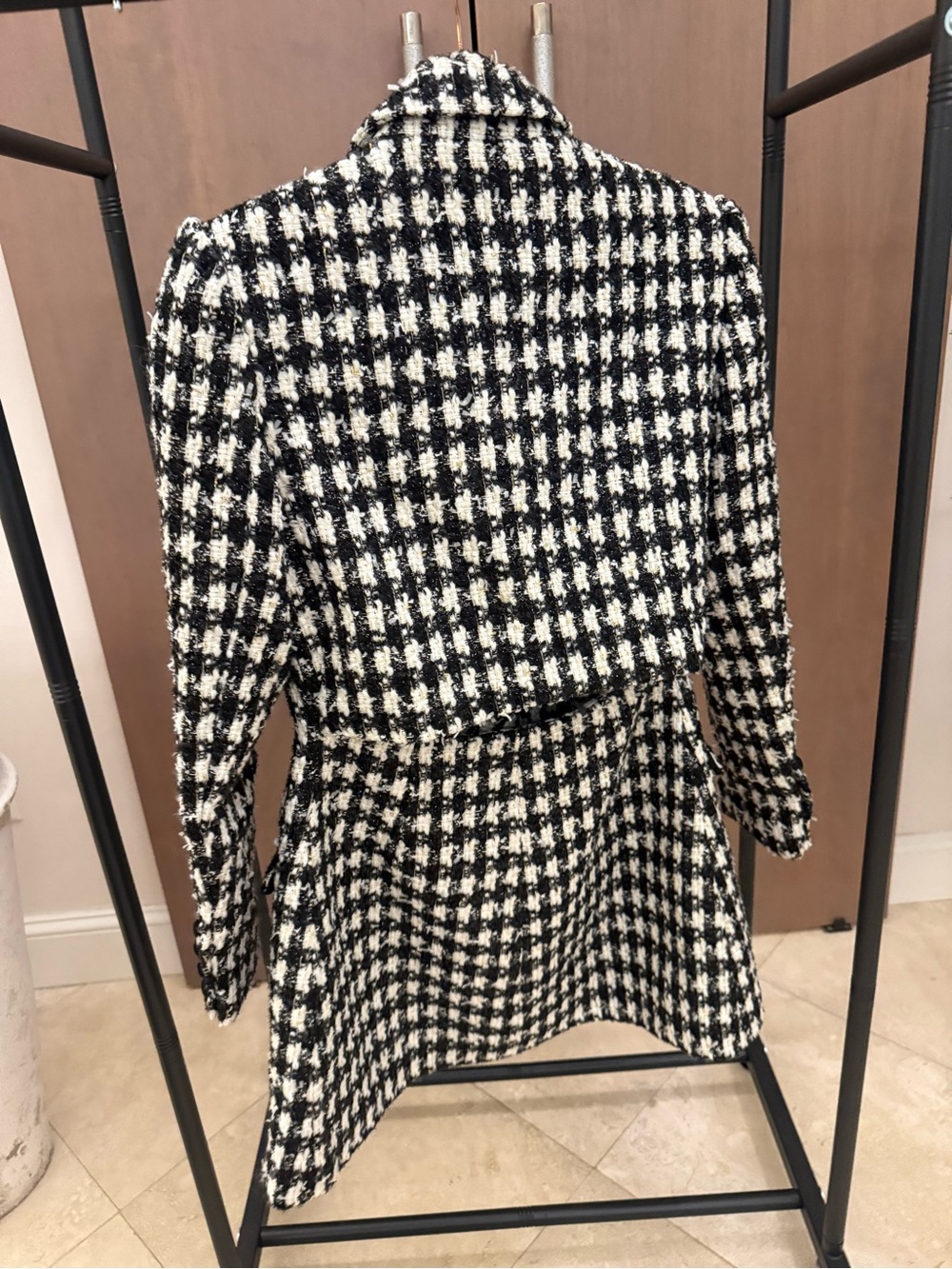 Self-Portrait Black & White Houndstooth Tailored Mini Dress - Picture 3 of 5